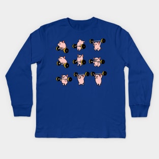 Olympic Lifting Pig Kids Long Sleeve T-Shirt